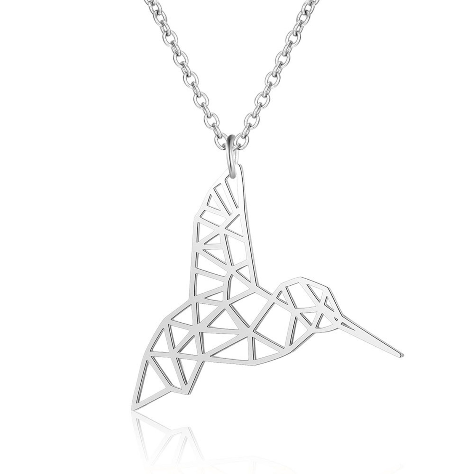 Titanium stål halskæde, Bird, mode smykker, oprindelige farve, 35x33x2mm, Længde 30 cm, 1Bag/Bag, Solgt af Bag