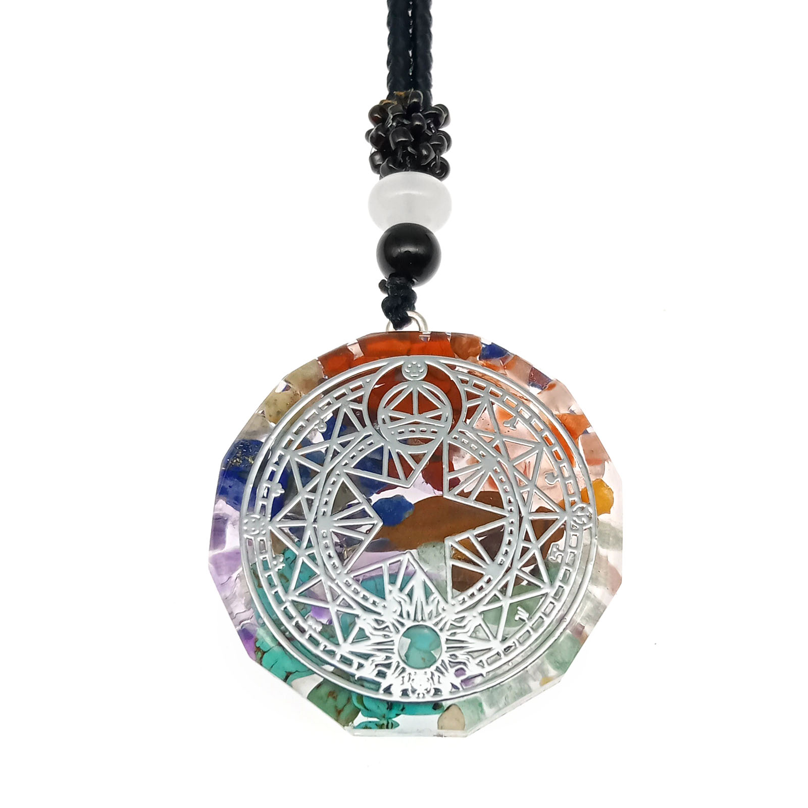 канифоль Свитер ожерелье, с Природный кварцевый, Многоугольник, эпоксидная смола, различные модели для выбора, Много цветов для выбора, 35x35x11mm, Продан через 35 см Strand
