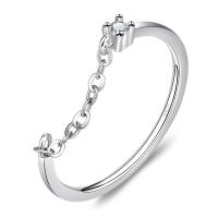 Cúbicos Circonia Micro Pave anillo de latón, metal, pulido, micro arcilla de zirconia cúbica & para mujer, plateado, 17.50x1.80mm, Vendido por UD