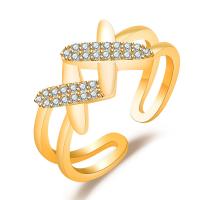 Messing Manchet Finger Ring, plated, Verstelbare & micro pave zirconia & voor vrouw, meer kleuren voor de keuze, 16.80x4.80mm, Verkocht door PC