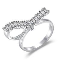 Kubieke Circonia Micro Pave Brass Ring, Messing, plated, micro pave zirconia & voor vrouw, zilver, 17.10x2.40mm, Verkocht door PC