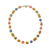 vidrilho colar, with Partículas de aço & Pérolas de água doce, para mulher, cores misturadas, 30x18mm, comprimento 43 cm, vendido por PC