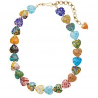 Lampwork Halskette, mit Titanstahl, für Frau, gemischte Farben, Länge:46 cm, verkauft von PC