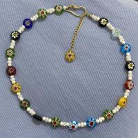 Lampwork Necklace with 925 Sterling Silver & Titanium Steel & Freshwater Pearl for woman mixed colors Sold By PC