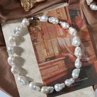 Barokki Viljellyt makeanveden helmen helmet, kanssa 925 Sterling hopea, naiselle, valkoinen, Pituus 45 cm, Myymät PC