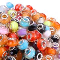 Resin European Beads, with Tibetan Style, DIY & enamel, mixed colors, 9x14mm, 100PCs/Bag, Sold By Bag