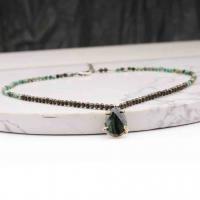 Edelstein Schmuck Halskette, Beizvogelsauge Stein, unisex, gemischte Farben, Länge ca. 45 cm, verkauft von PC