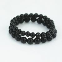 Bracelets de pierres précieuses, Pierre naturelle, imitation obsidienne noire & unisexe, noire, Longueur:19 cm, Vendu par PC