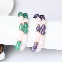 Gemstone Bracelets, Natural Stone, with Tibetan Style, for woman & with rhinestone, more colors for choice, 8mm, Length:Approx 19 cm, Sold By PC