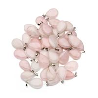 Rose Quartz Pendant, with Tibetan Style, Teardrop, pink camouflage, 10-35mm, Sold By PC