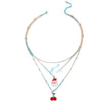 Mode-Multi-Layer-Halskette, Zinklegierung, mehrschichtig & Weihnachtsschmuck & für Frau & Emaille, gemischte Farben, Länge:45.7 cm, verkauft von PC
