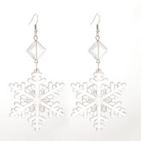 Resin Earring, Tibetan Style, with Resin, Snowflake, Christmas jewelry & for woman, white, 100x48mm, Sold By Pair