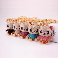 Tibetan Style Key Clasp, with Czech Rhinestone, Panda, high quality plated, fashion jewelry & Unisex & enamel, more colors for choice, 125x31mm, Sold By PC