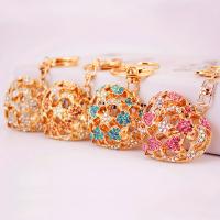 Tibetan Style Key Clasp, with Czech Rhinestone, Heart, high quality plated, fashion jewelry & Unisex, more colors for choice, 120x61mm, Sold By PC
