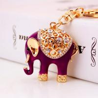 Tibetan Style Key Clasp, with Czech Rhinestone, Elephant, high quality plated, fashion jewelry & Unisex & enamel, more colors for choice, 110x42mm, Sold By PC