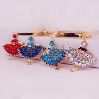 Tibetan Style Key Clasp, with Czech Rhinestone, Girl, high quality plated, fashion jewelry & Unisex & enamel, more colors for choice, 141x74mm, Sold By PC