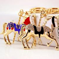 Tibetan Style Key Clasp, with Czech Rhinestone, Horse, high quality plated, fashion jewelry & Unisex & enamel, more colors for choice, 110x51mm, Sold By PC