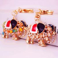 Tibetan Style Key Clasp, with Czech Rhinestone, Elephant, high quality plated, fashion jewelry & Unisex & enamel, more colors for choice, 111x67mm, Sold By PC
