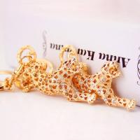 Tibetan Style Key Clasp, with Czech Rhinestone, Leopard, high quality plated, fashion jewelry & Unisex, more colors for choice, 120x55mm, Sold By PC