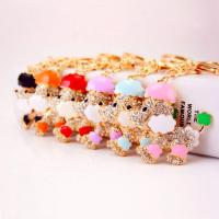 Tibetan Style Key Clasp, with Czech Rhinestone, Dog, high quality plated, fashion jewelry & Unisex & enamel, more colors for choice, 121x44mm, Sold By PC