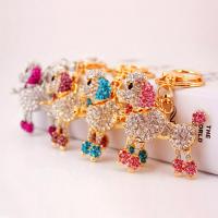 Tibetan Style Key Clasp, with Czech Rhinestone, Dog, high quality plated, fashion jewelry & Unisex & enamel, more colors for choice, 111x49mm, Sold By PC