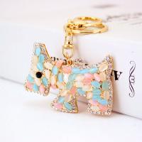 Zinc Alloy Key Clasp with Czech Rhinestone & Cats Eye Dog high quality plated fashion jewelry & Unisex multi-colored Sold By PC