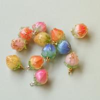 Resin Pendant, Flower Bud, Unisex & epoxy gel, more colors for choice, 14x10mm, Approx 50PCs/Bag, Sold By Bag