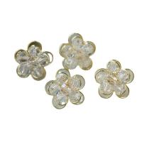 Crystal Earrings, Tibetan Style, with Crystal, Flower, for woman, golden, nickel, lead & cadmium free, 19x19mm, Approx 50PCs/Bag, Sold By Bag