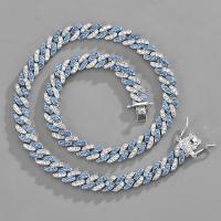 Zinklegierung Kette Halskette, plattiert, unisex & verschiedene Stile für Wahl & mit Strass, keine, frei von Nickel, Blei & Kadmium, 9mm, verkauft von PC