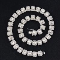 aleación de zinc Collar de cadena, chapado, unisexo & diferentes estilos para la opción & con diamantes de imitación, más colores para la opción, libre de níquel, plomo & cadmio, 12mm, Vendido por UD