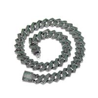 Zinklegierung Kette Halskette, unterschiedliche Länge der Wahl & unisex & mit Strass, metallschwarze Farbe, frei von Nickel, Blei & Kadmium, verkauft von PC