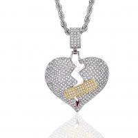 Tibetan Style Jewelry Necklace, Heart, plated, Unisex & with rhinestone, more colors for choice, nickel, lead & cadmium free, 42x36mm, Length:Approx 23.6 Inch, Sold By PC