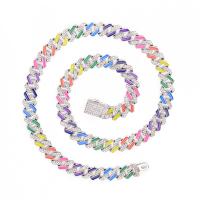 Zink Alloy Chain Necklace, plated, olika längd för val & Unisex & emalj & med strass, fler färger för val, nickel, bly och kadmium gratis, Säljs av PC