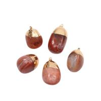 Gemstone Pendants Jewelry, Natural Stone, with Brass, plated, Unisex, more colors for choice, 15-20mm, Approx 20PCs/Bag, Sold By Bag