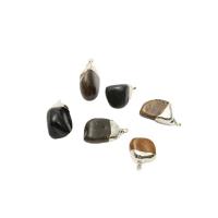 Gemstone Pendants Jewelry Natural Stone with Brass irregular plated Unisex mixed colors 15-25mm Sold By PC