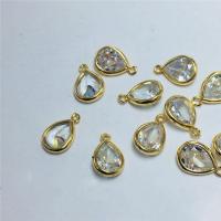 Crystal Pendants, with Brass, Teardrop, gold color plated, DIY, more colors for choice, 6x8mm, 50PCs/Bag, Sold By Bag