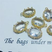 Crystal Pendants with Brass Ellipse gold color plated DIY Sold By Bag