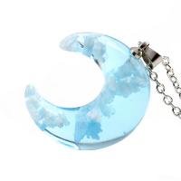 Resin Necklace with Zinc Alloy with 1.97 extender chain Moon silver color plated lightening & Unisex Length 17.72 Inch Sold By PC