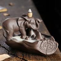 Backflow Incense Burner, Purple Clay, handmade, for home and office & durable, 165x95mm, Sold By PC