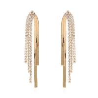 Fashion Fringe Earrings, Brass, Tassel, plated, for woman & with rhinestone, more colors for choice, nickel, lead & cadmium free, 24x115mm, Sold By Pair