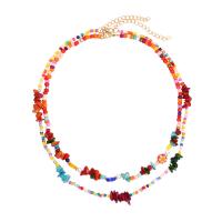 Seedbead Necklace, with Natural Gravel, with 2.75inch extender chain, Double Layer & for woman, nickel, lead & cadmium free, Length:Approx 18.8 Inch, Approx 17.7 Inch, Sold By PC