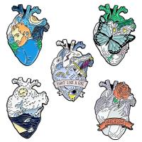 Zinc Alloy Brooches Heart stoving varnish Unisex nickel lead & cadmium free Sold By Lot