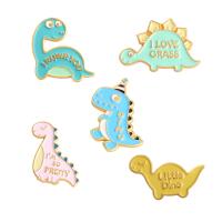 Zinc Alloy Brooches Dinosaur plated Unisex & enamel nickel lead & cadmium free 13-26mm Sold By Lot