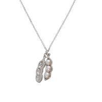925 Sterling Silver Necklaces with pearl Peanut plated for woman Length Approx 15.74 Inch Sold By PC
