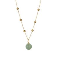 925 Sterling Silver Necklaces, with Hetian Jade, gold color plated, for woman, Length:Approx 15.74 Inch, Sold By PC