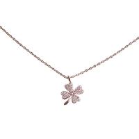 Cubic Zircon Micro Pave 925 Sterling Silver Necklace, Four Leaf Clover, plated, micro pave cubic zirconia & for woman, more colors for choice, Length:Approx 17.91 Inch, Sold By PC