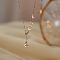 Серебряное ожерелье, 925 пробы, с Shell Pearl, Другое покрытие, Женский, Много цветов для выбора, длина:Приблизительно 18.89 дюймовый, продается PC