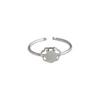 925 de prata esterlina Cuff Ring Finger, with Branco Calcedônia, cromado de cor platina, Ajustável & para mulher, vendido por PC