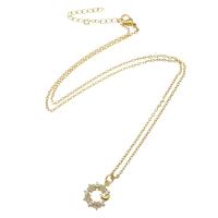 Cubic Zircon Micro Pave Brass Necklace 304 Stainless Steel Chain with Brass Vacuum Ion Plating micro pave cubic zirconia & for woman & hollow golden Length Approx 20 Inch Sold By PC