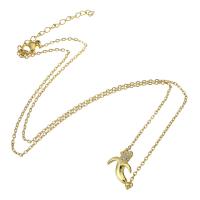 Cubic Zircon Micro Pave Brass Necklace 304 Stainless Steel Chain with Brass Banana Vacuum Ion Plating micro pave cubic zirconia & for woman golden Length Approx 20.5 Inch Sold By PC